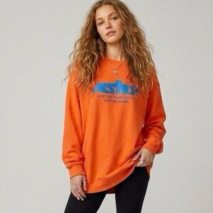 Justin Bieber Justice World Tour 2022 Sweatshirt Crewneck Sz XL Unisex Orange